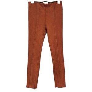 Anthropologie Cedar/Rust-Orange Faux Suede Pull-On Zip Ankle Stretch Pants 4/27